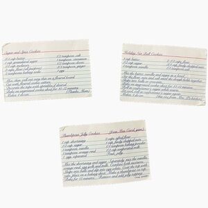 AMERICAN GIRL DOLL KIT- 3 COOKIE RECIPE CARDS From Kit’s Holiday Baking Set 2008